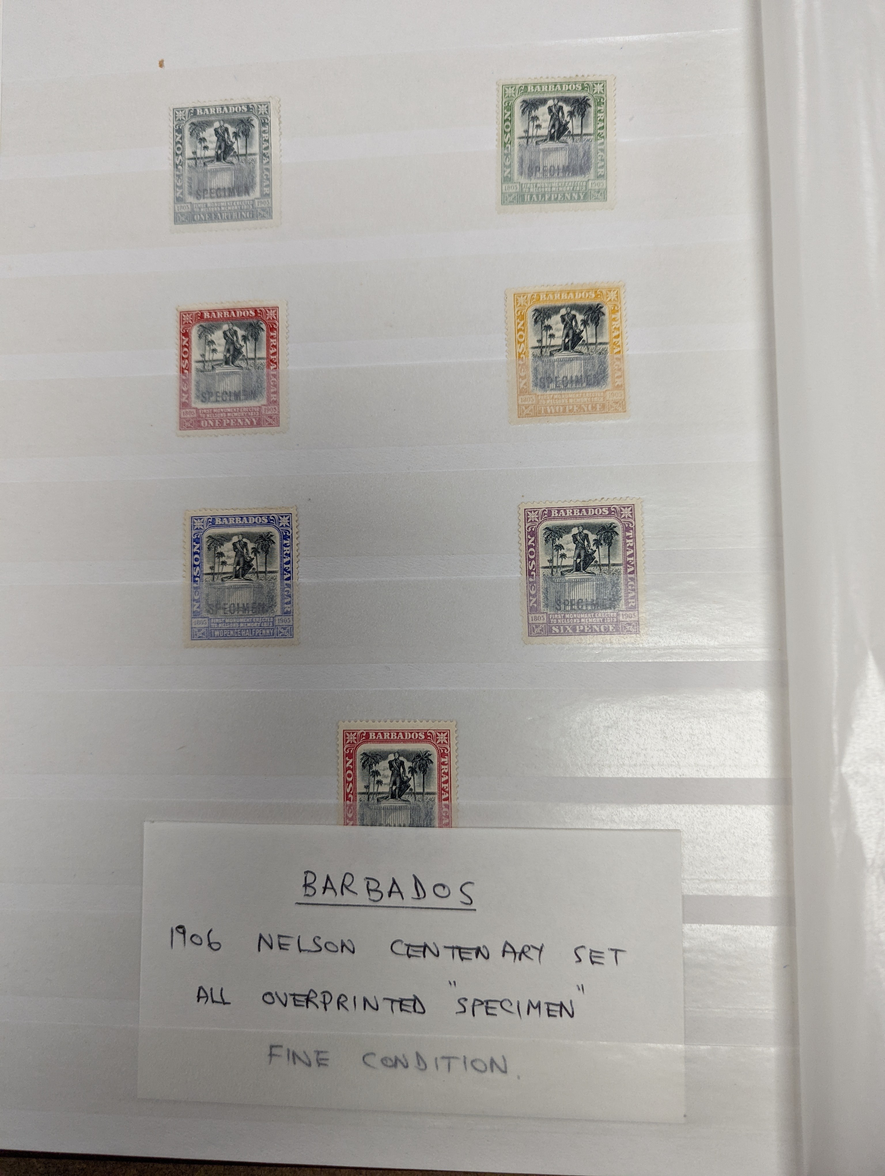 British Commonwealth stamps in stock book with Ascension 1922 set overprinted specimen, 1924 set mint, Bahamas, Barbados Britannia Heads, Cyprus 1928 anniversary set- £1 mint, Falkland 1s. 1878 1d claret mint (and certif